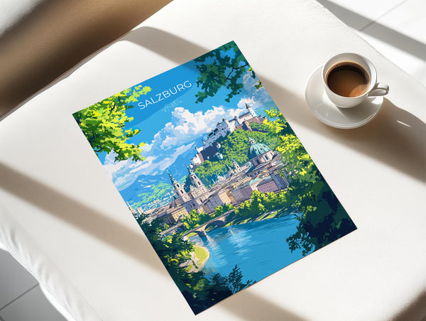 Salzburg Wall Art Travel Print, Travel Poster of Salzburg, City Poster, Salzburg Art Gift, Austria Art Travel Lovers Gift