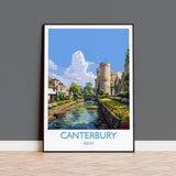 Canterbury Travel Print, Travel Poster of Canterbury, England, Canterbury Cathedral, Kent Art Lovers Gift, Wall Art Print NQ Media Designs