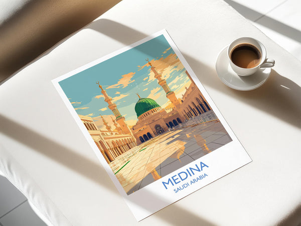 Medina Poster Wall Art, Medina Travel Print, Saudi Arabia Wall Art Gift, Medina Art Lovers Gift, Travel Wall Decor
