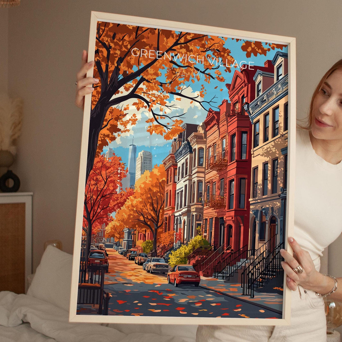 Greenwich Village New York Travel Poster Wall Art, Travel Print of Greenwich Village, New York Art Lovers Gift, USA Art Gift NQ Media Designs