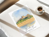 Bamburgh Wall Art Poster, Travel Print of Bamburgh Castle, England, Northumberland Art Gift, Travel Watercolour Gift NQ Media Designs