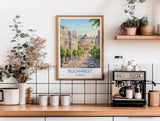 Bucharest Travel Poster, Romanian Athenaeum Wall Art, Bucharest City Print, Historic Architecture Illustration, Europe Decor, Romania Gift
