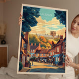 St Albans Travel Print Wall Art, Travel Poster of St Albans, Hertfordshire, England, English Cathedral City Gift NQ Media Designs