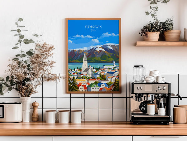 Reykjavik Print Wall Art, Reykjavik Travel Poster, Iceland Wall Art, Reykjavik Art Lovers Gift, Iceland Gift