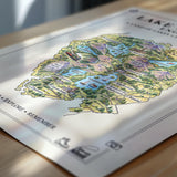 Lake District Illustrated Map Print, England Wall Art, Cumbria Map Poster, Framed or Canvas Print, Lake District Gift