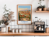 Florence Italy Travel Poster, Piazzale Michelangelo View, Florence Skyline Wall Art, Duomo Print, Tuscany Vintage Travel Poster