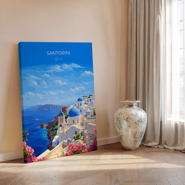 Santorini Travel Poster, Travel Print of Santorini, Greece Gift, Greek Islands Art Lovers Gift, Crete Gift Art, Wall Art Print