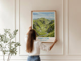 Mam Tor Travel Poster, Peak District Wall Art, Derbyshire Landscape Print, Great Ridge Illustration, UK Nature Decor, Peak District Gift NQ Media Designs