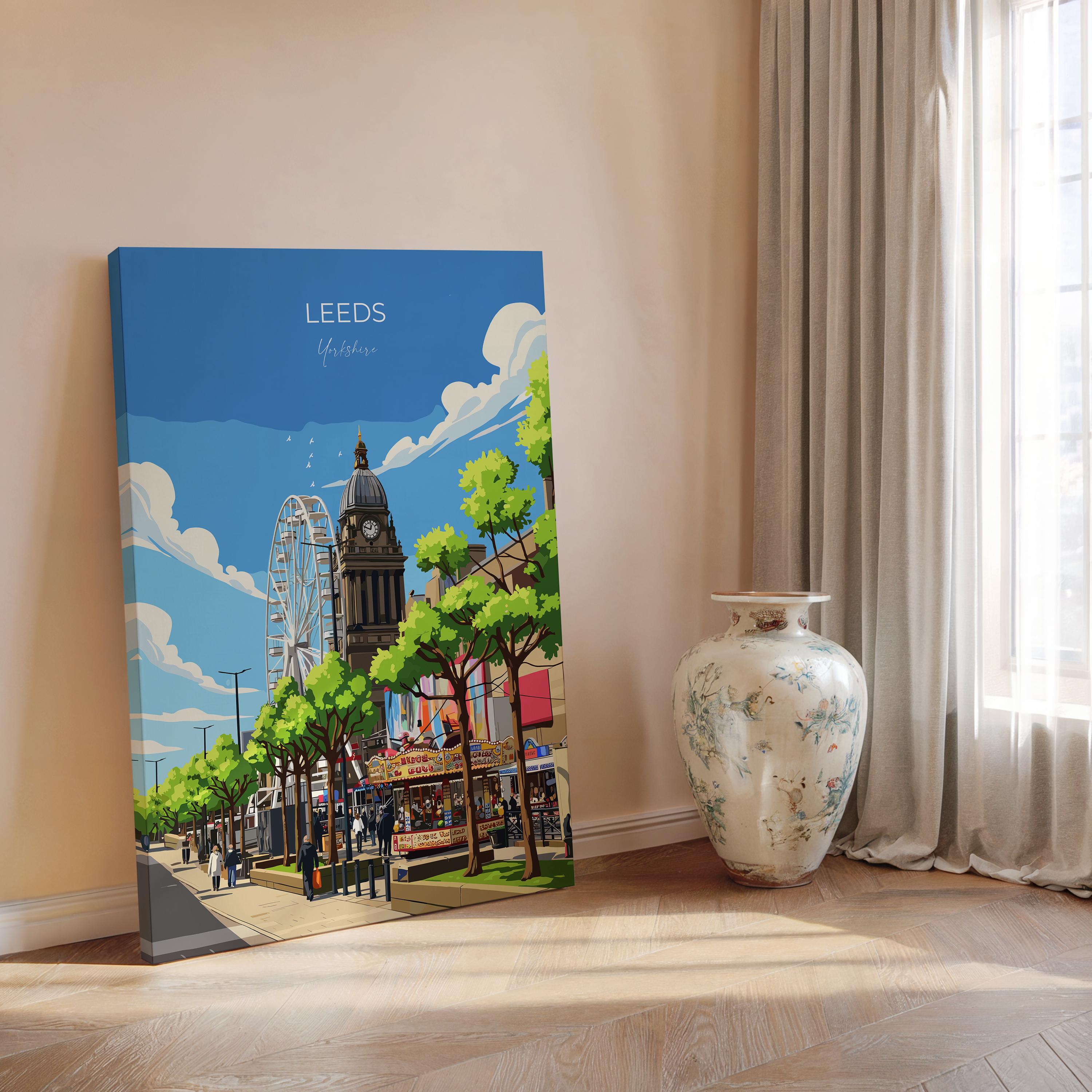 Leeds Travel Wall Art Poster, Travel Print of Leeds, West Yorkshire Wall Print, English City Art Gift NQ Media Designs