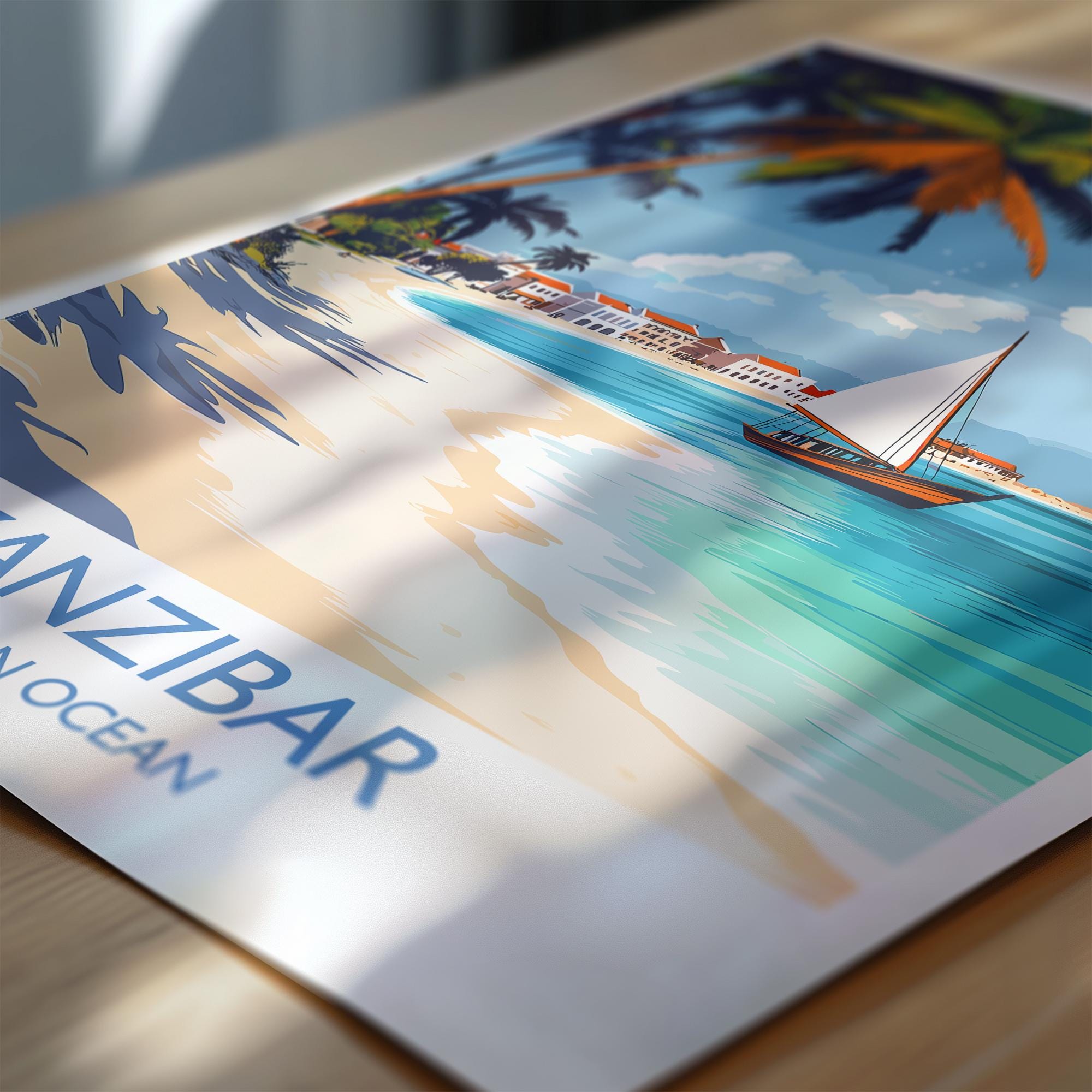 Zanzibar Travel Print, Travel Poster of Zanzibar, Indian Ocean Island Art, Zanzibar Wall Art Gift, NQ Media Designs
