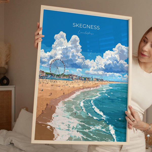 Skegness Travel Print Wall Art, Travel Poster of Skegness, England, Lincolnshire Seaside Art Lovers Gift, Travel Art Gift