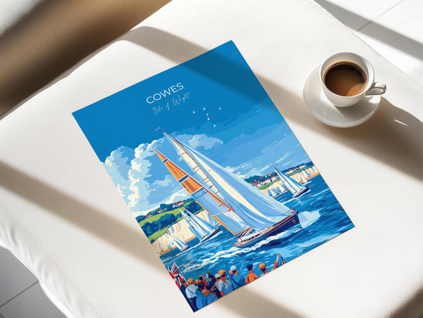 Cowes Travel Poster Wall Art, Travel Print of Cowes, Cowes Art Lovers Gift, Sailing Art, Isle of Wight Gift,