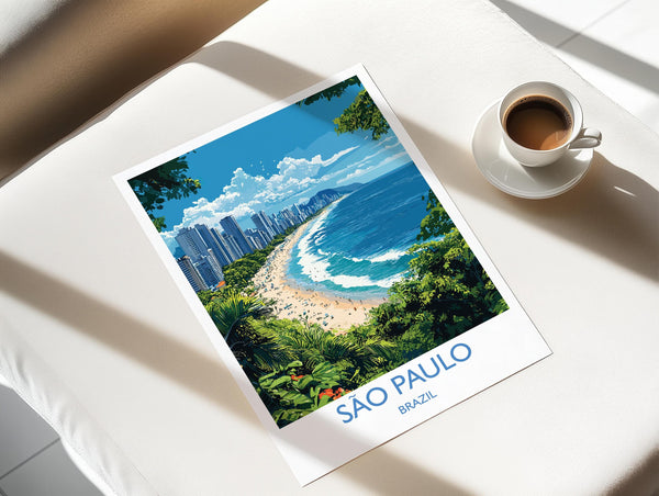 Sao Paulo Travel Print, Travel Poster of Sao Paulo, Brazil City Poster, Sao Paulo Wall Art Lovers Gift, Brazil Art Gift
