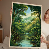 Daintree Rainforest Australia Travel Print, Tropical Rainforest Wall Art, Queensland Nature Poster, Forest Illustration, Australia Decor