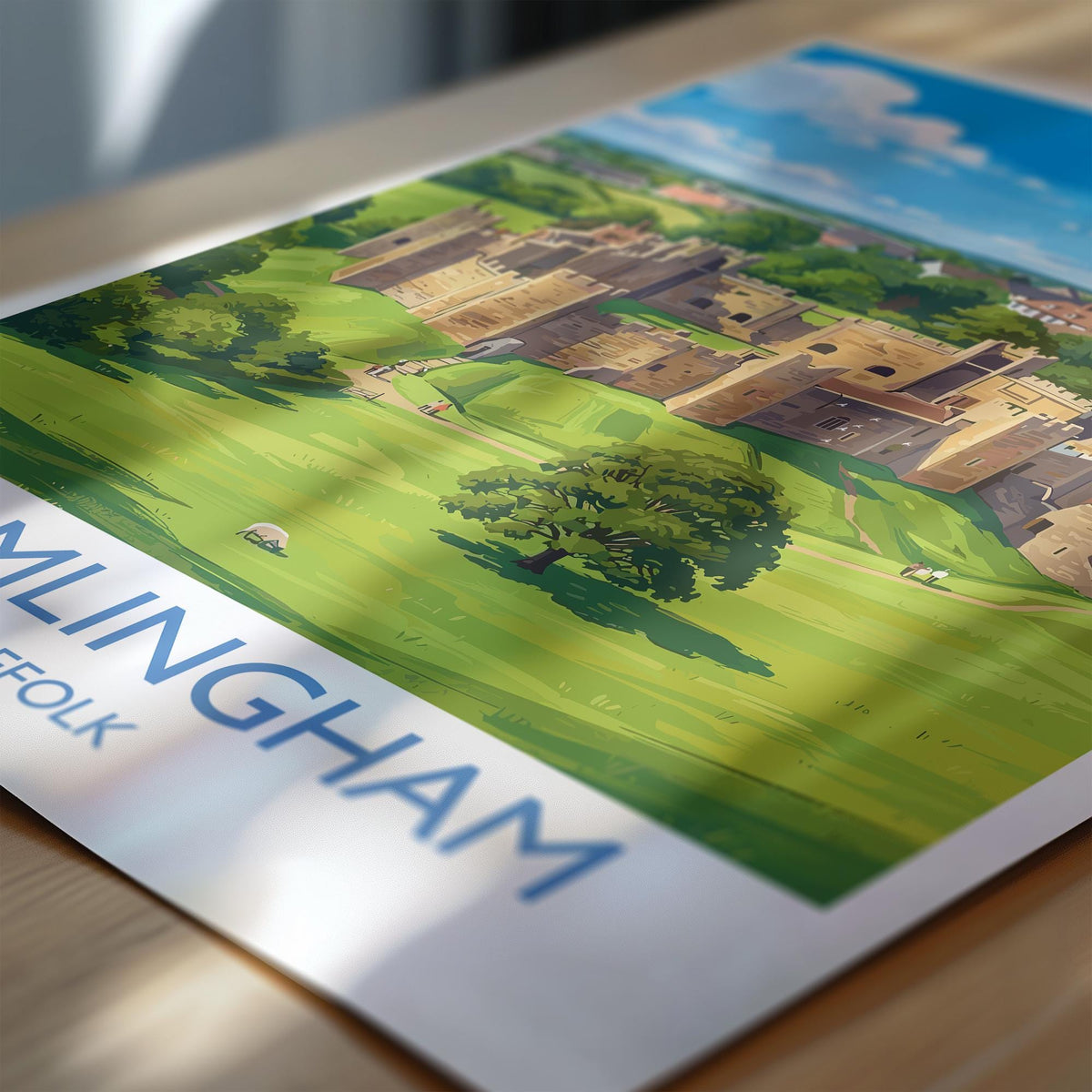 Framlingham Castle Print, Suffolk Wall Art with Border, Medieval Castle Poster, English Travel Print, Framlingham Gift Print