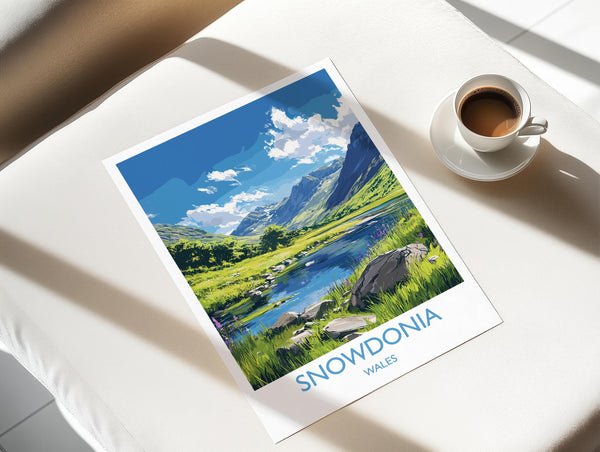 Snowdonia Travel Poster, Snowdonia Travel Print, Wales, Welsh Art, Snowdonia Gift, Wall Art Print