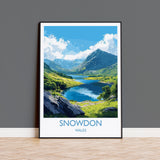 Snowdon Travel Poster, Snowdon Travel Print, Wales, Welsh Art, Snowdonia Gift, Wall Art Print NQ Media Designs
