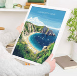Lulworth Cove Travel Print, Travel Poster of Lulworth Cove, England, Dorset Coast Art Lovers Gift, Wall Art Print NQ Media Designs