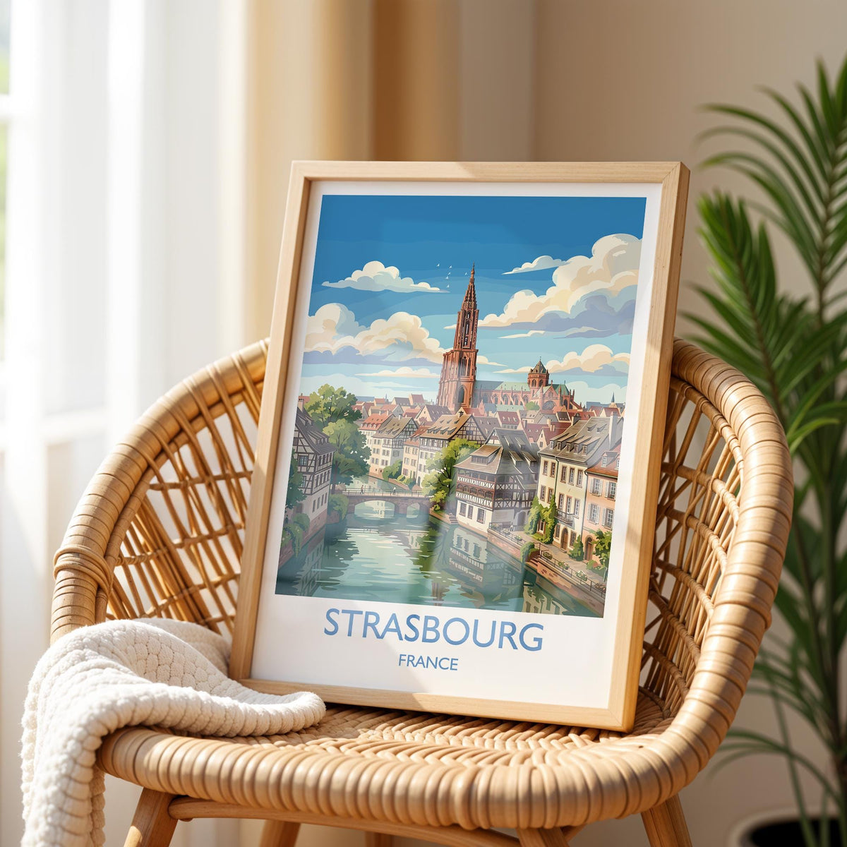 Strasbourg Print, Petite France Wall Art with Border, Alsace Poster, France Travel Print, Strasbourg Gift Print