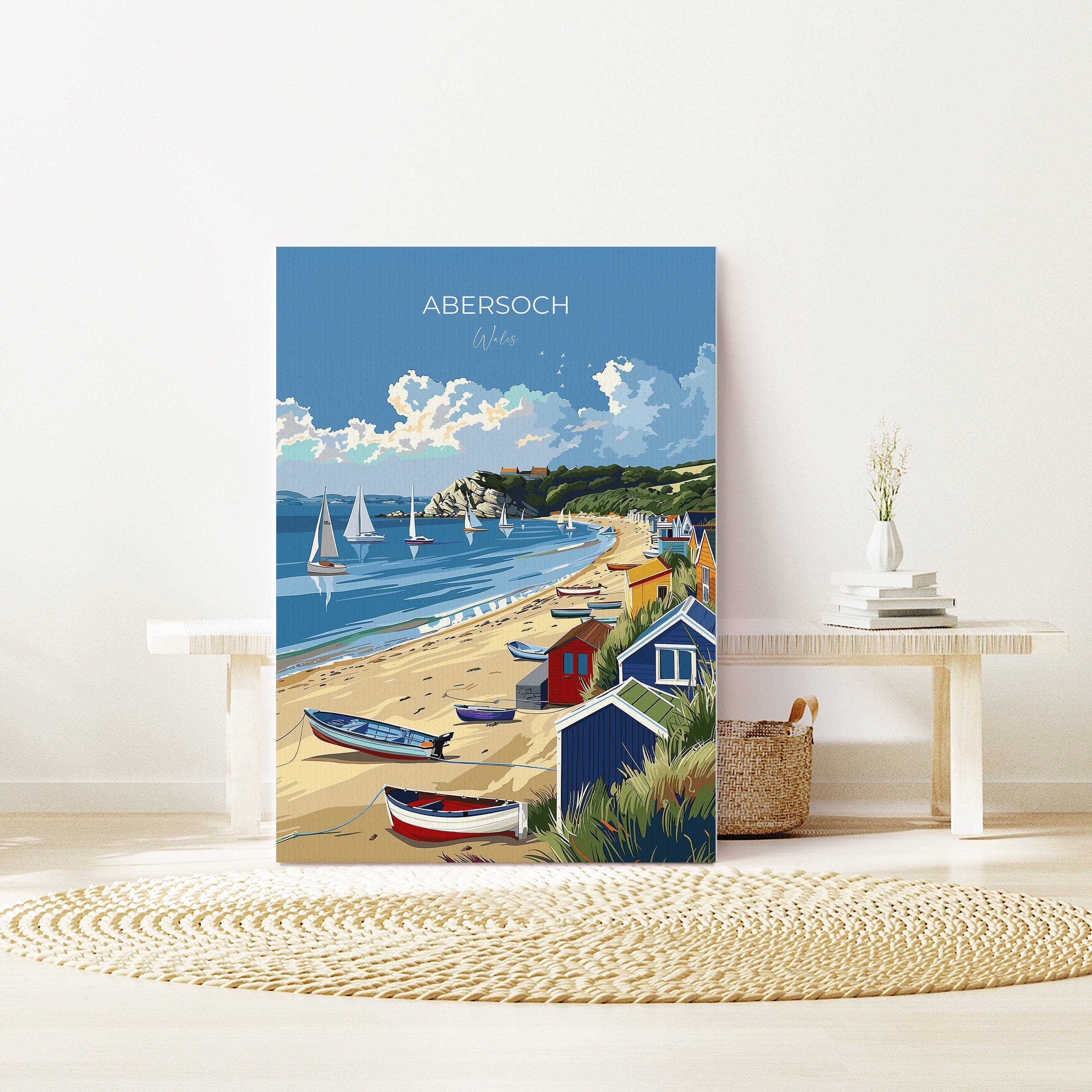 Abersoch Travel Poster Wall Art, Abersoch Travel Print, Wales, Welsh Art, Abersoch Art lovers Gift, Wall Art Print NQ Media Designs