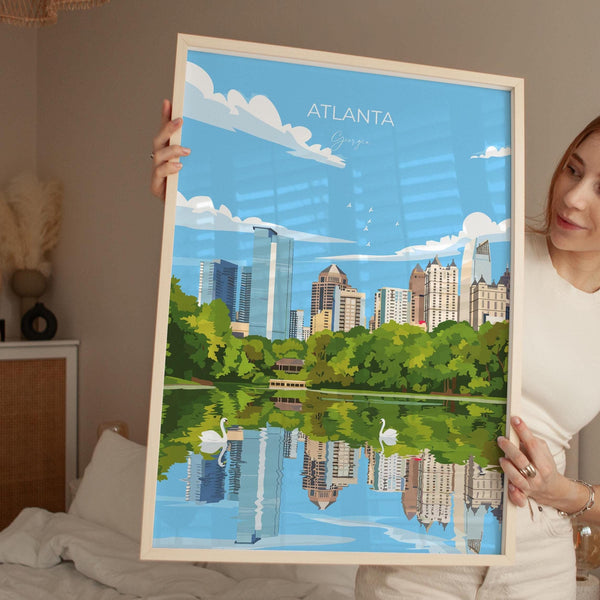 Atlanta Travel Poster, Travel Print of Atlanta, Georgia, Atlanta Art Lovers Gift, USA Gift, Wall Art Print