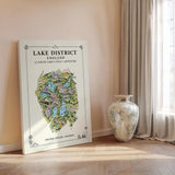 Lake District Illustrated Map Print, England Wall Art, Cumbria Map Poster, Framed or Canvas Print, Lake District Gift