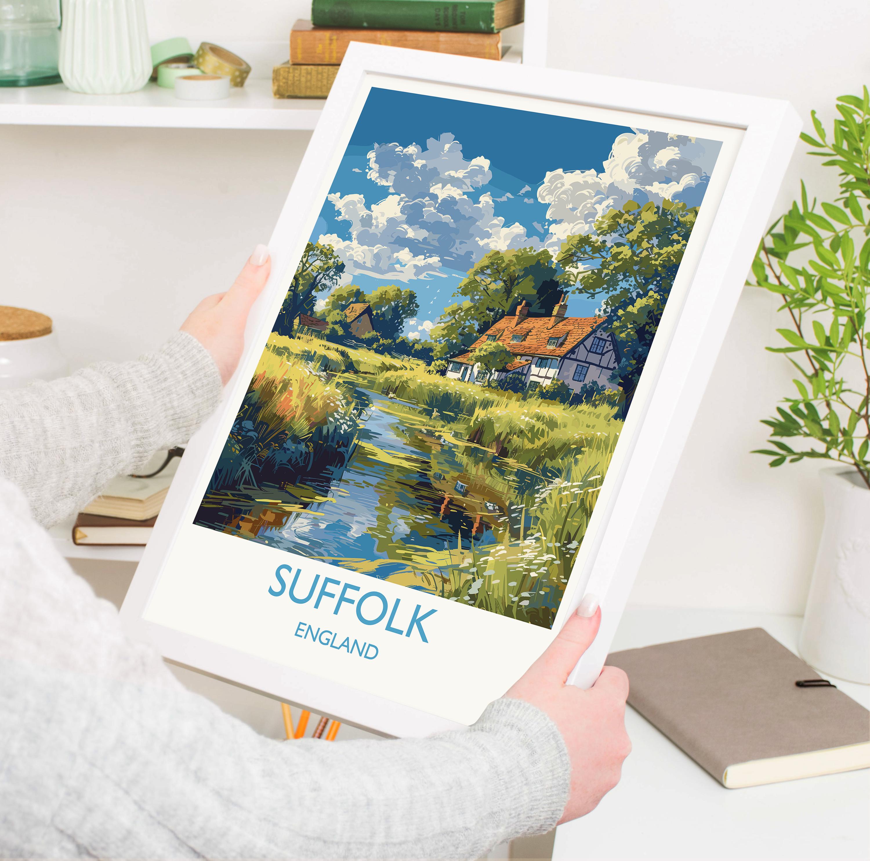 Suffolk Print Wall Art, Travel Poster of Suffolk, England, Suffolk Art Lovers Gift, England Wall Art Print NQ Media Designs