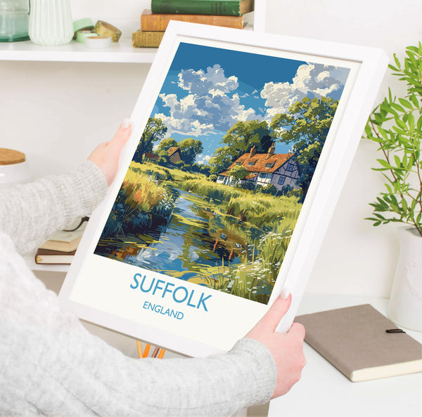 Suffolk Print Wall Art, Travel Poster of Suffolk, England, Suffolk Art Lovers Gift, England Wall Art Print