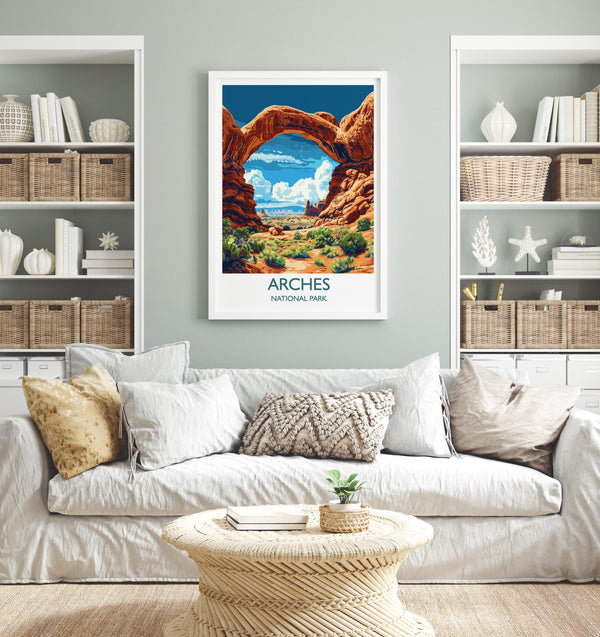 Arches National Park Travel Poster Wall Art, Travel Print of Arches, National Park Art Lovers Gift, Utah, USA, Travel Wall Art Gift