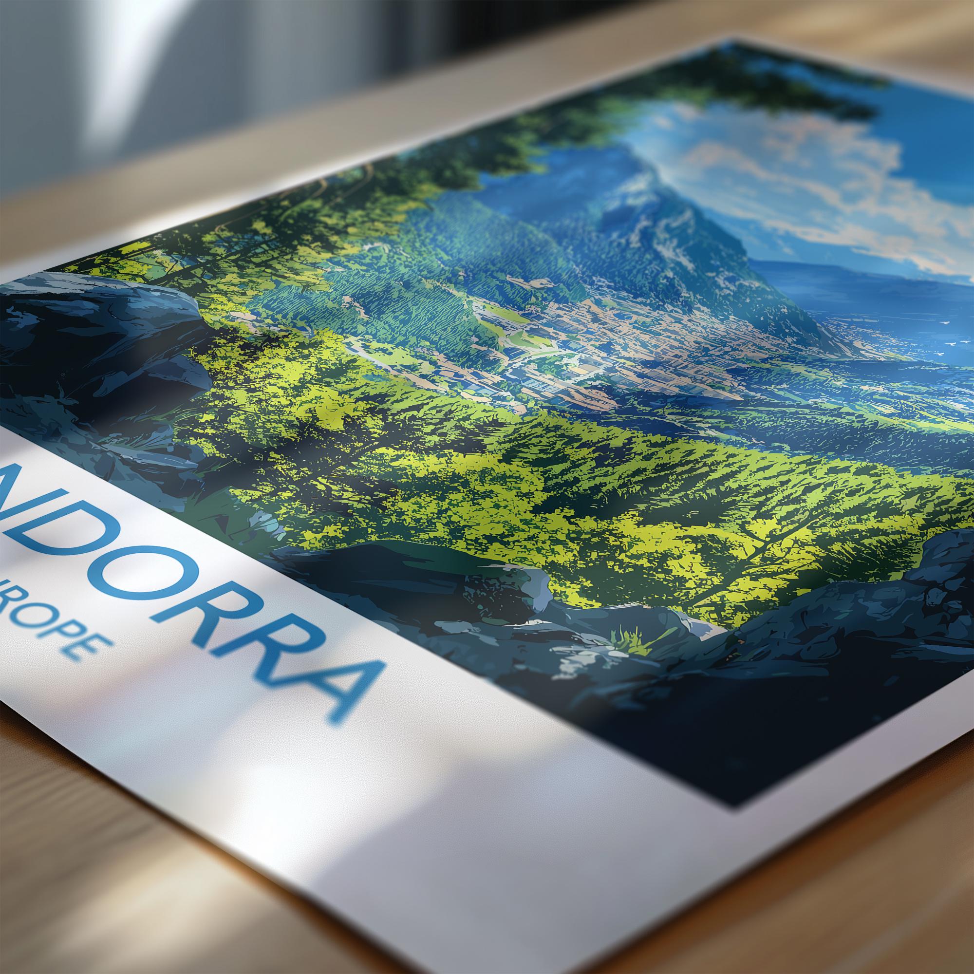 Andorra Travel Poster, Travel Print of Andorra, Europe, Andorra Wall Art Gift, Pyrenees Mountains Wall Decor Gift NQ Media Designs