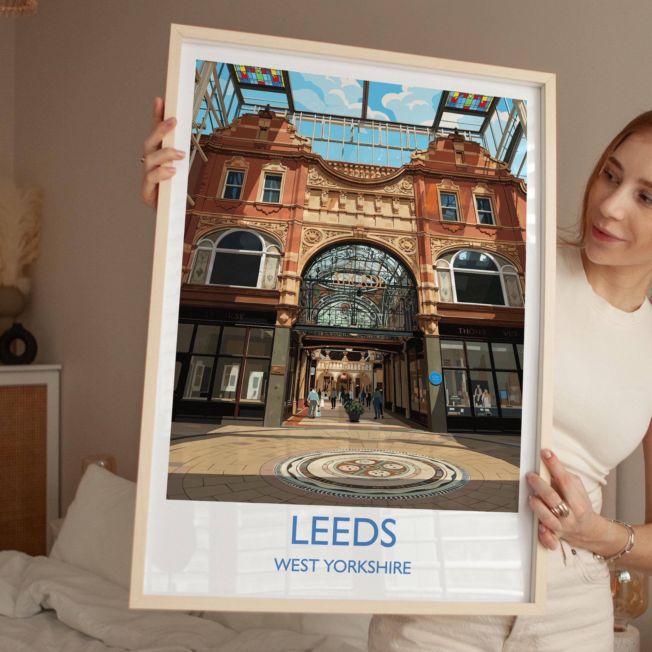 Leeds Travel Wall Art Print, Travel Poster of Leeds,West Yorkshire Wall Print, English City Art Gift NQ Media Designs