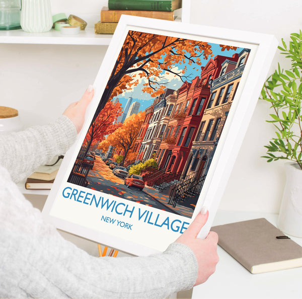 Greenwich Village New York Travel Print Wall Art, Travel Poster of Greenwich Village, New York , New York Art Lovers Gift, USA Art Gift