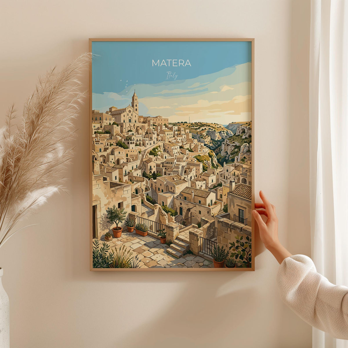 Matera Italy Poster, Sassi di Matera Wall Art, Basilicata Print, Italian Cave City Poster, Matera Gift