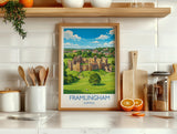 Framlingham Castle Print, Suffolk Wall Art with Border, Medieval Castle Poster, English Travel Print, Framlingham Gift Print