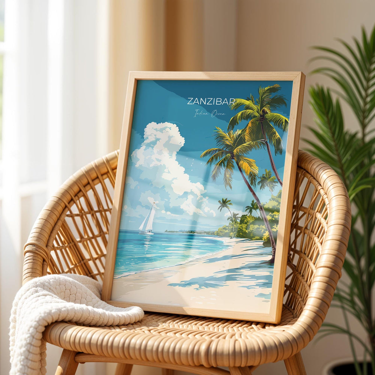 Zanzibar Travel Poster, Indian Ocean Island Art, Vibrant Wall Decor NQ Media Designs