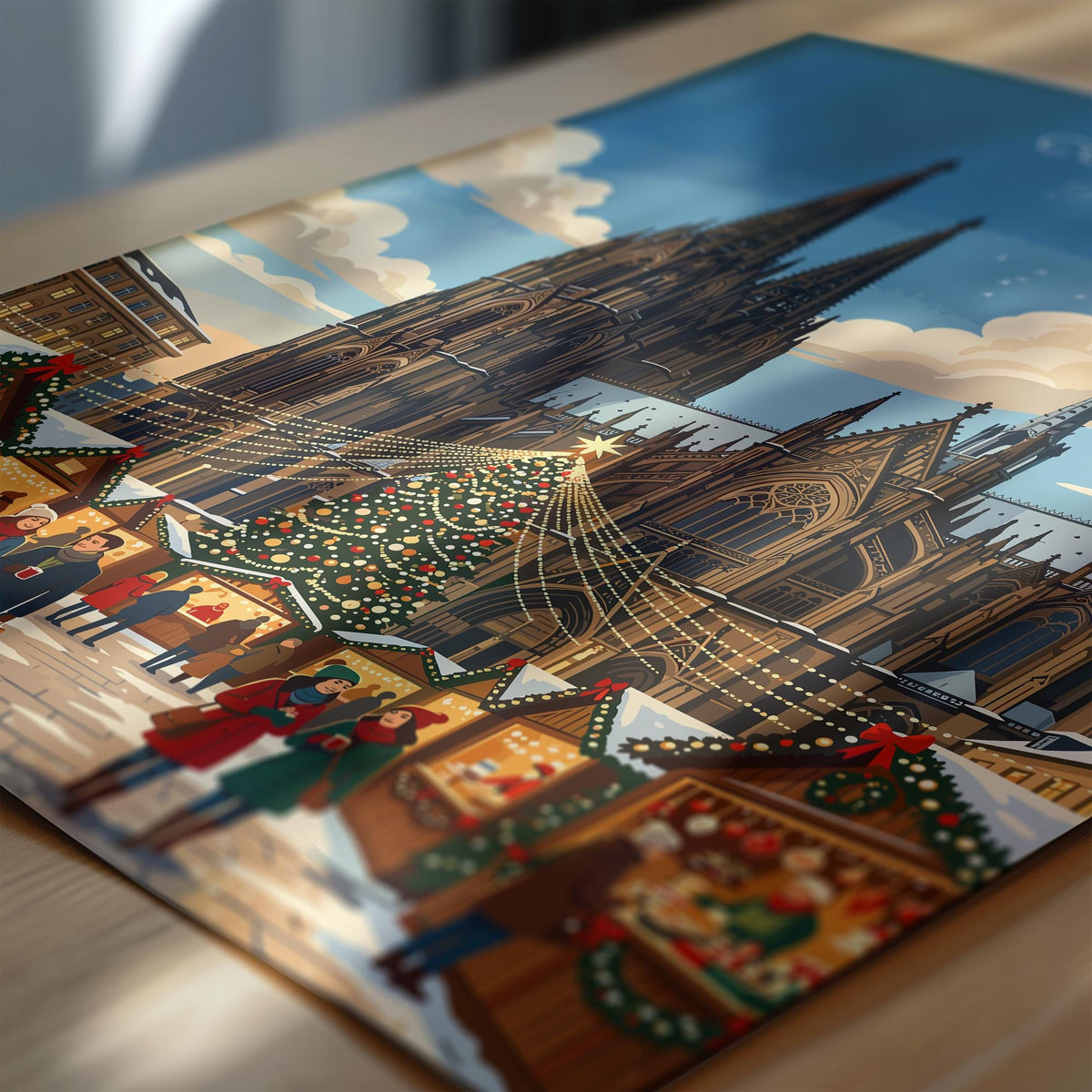 Cologne Christmas Market Travel Poster | Rhineland, Germany Wall Art