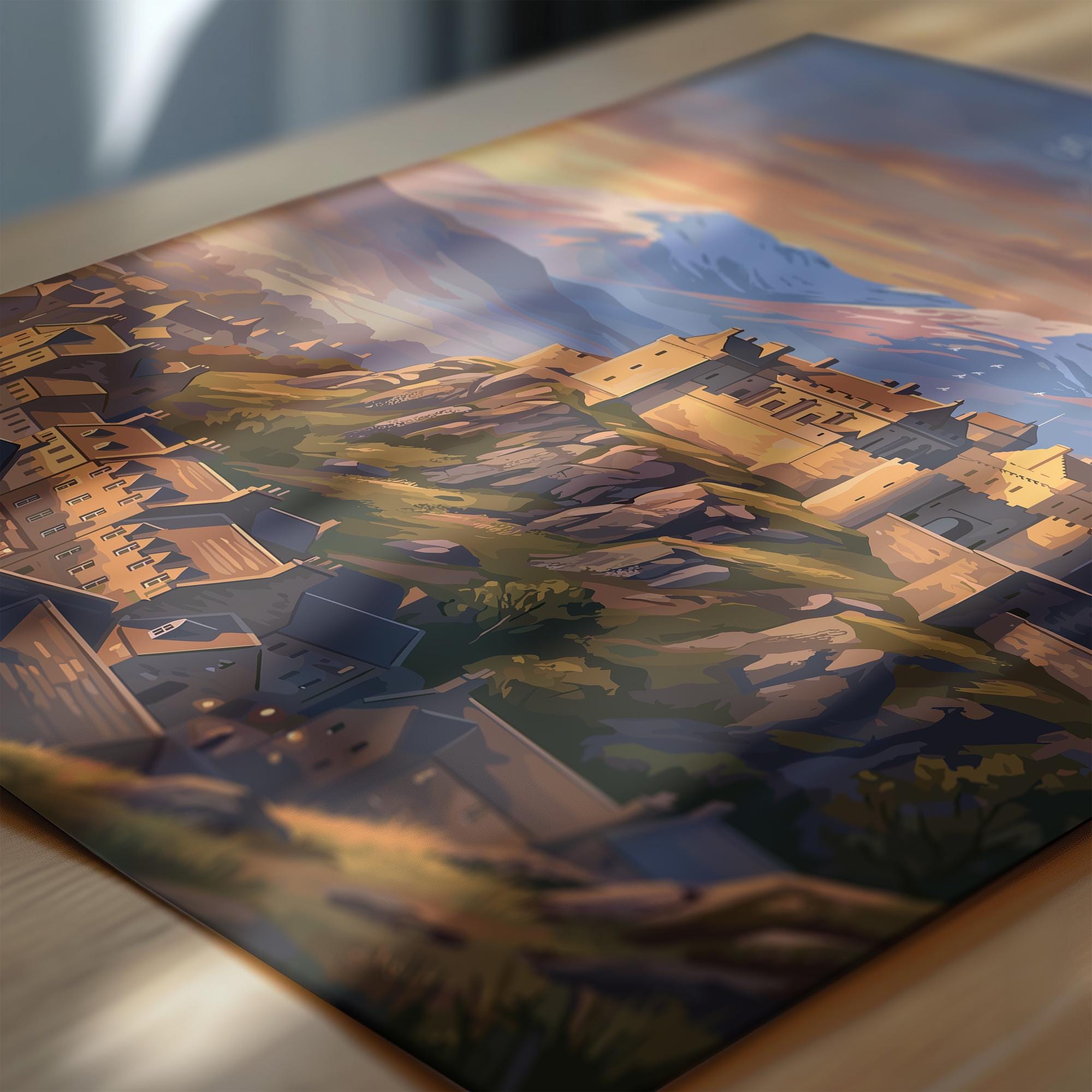 Stirling Castle Scotland Travel Print, Scottish Highlands Wall Art, Stirling Sunset Landscape Poster, Historic Castle Illustration, UK Decor