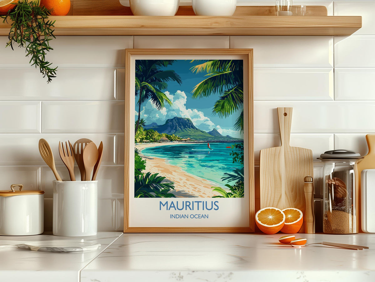 Mauritius Travel Print, Travel Poster of Mauritius, Indian Ocean Island Art, Mauritius Wall Art Gift, NQ Media Designs