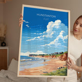 Hunstanton Beach Travel Poster, Travel Print of Hunstanton Beach, Norfolk, England, Norfolk Art, Norfolk Gift, Wall Art Print NQ Media Designs