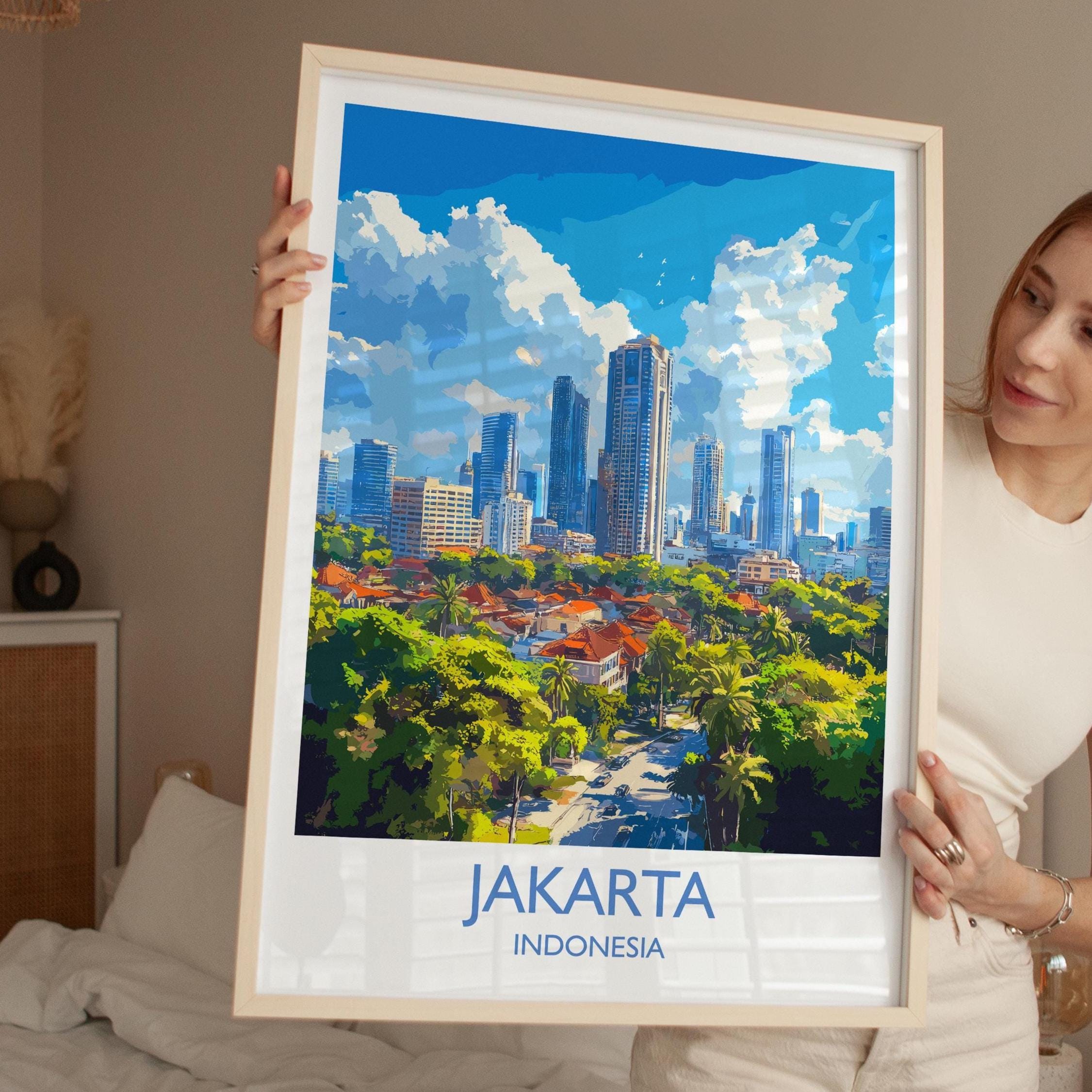 Jakarta Travel Print, Travel Poster of Jakarta, Indonesia, Jakarta Art Lovers Gift, Wall Art Decor Print Gift NQ Media Designs