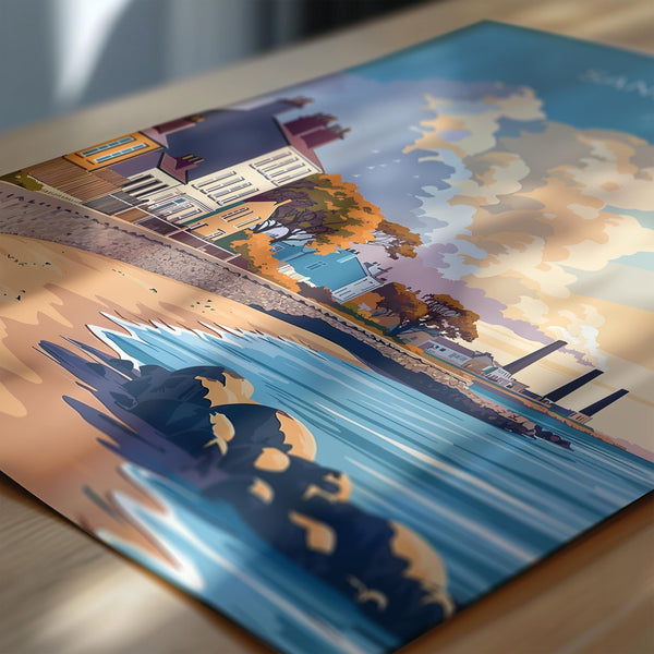 Sandymount Print, Travel Poster of Sandymount, Dublin Art, Ireland Coast, Travel Wall Art Gift