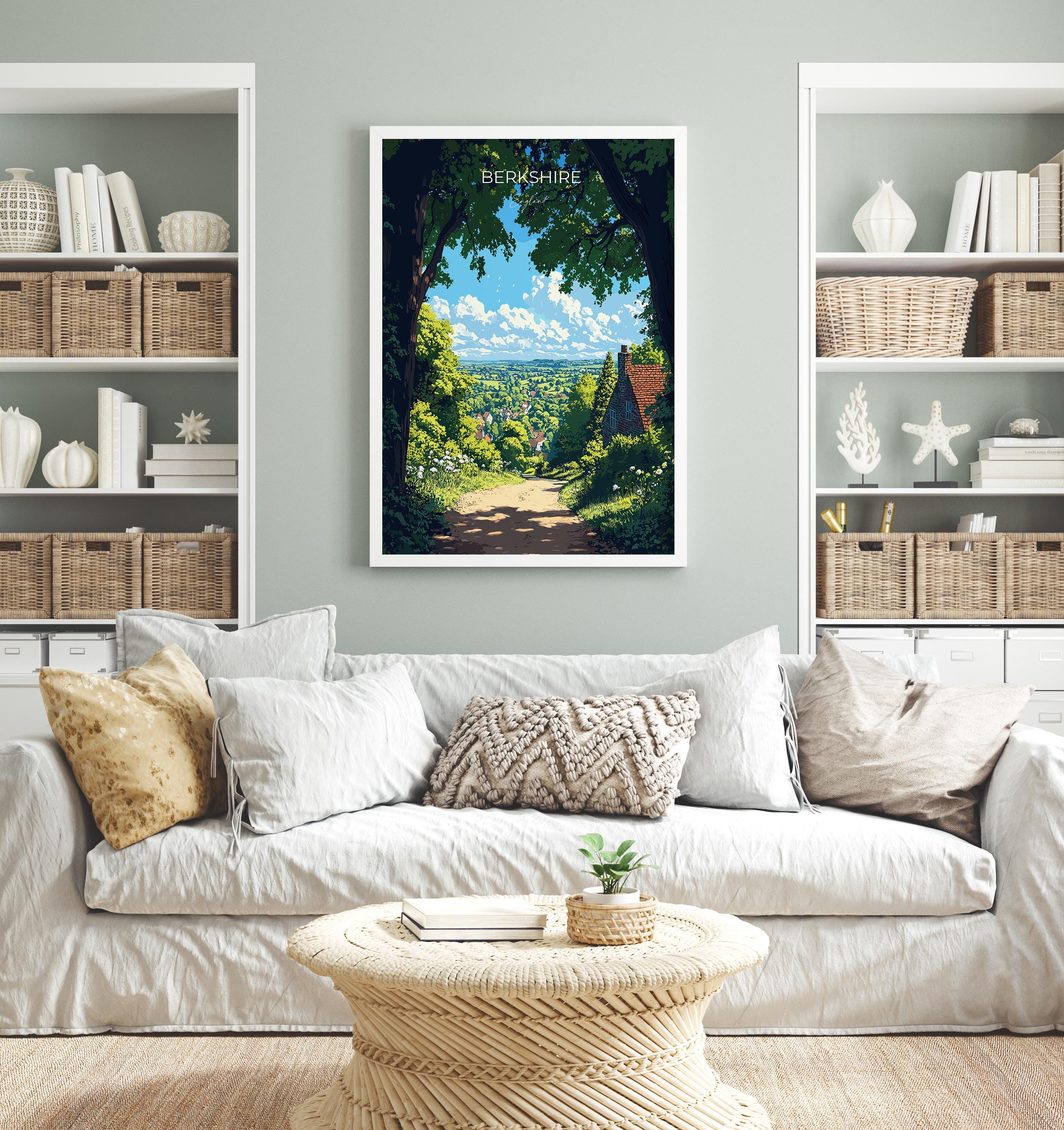 Berkshire Travel Print Wall Art, Berkshire Travel Poster, English Countryside Art Gift, Wall Art Print NQ Media Designs