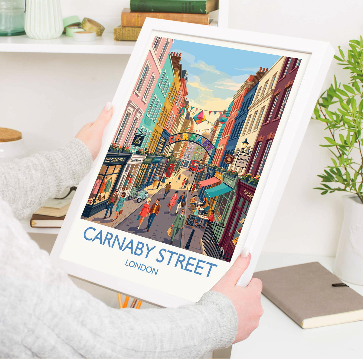 Carnaby Street Print, London Wall Art with Border, Soho London Poster, Carnaby Street Gift Print, British Travel Print