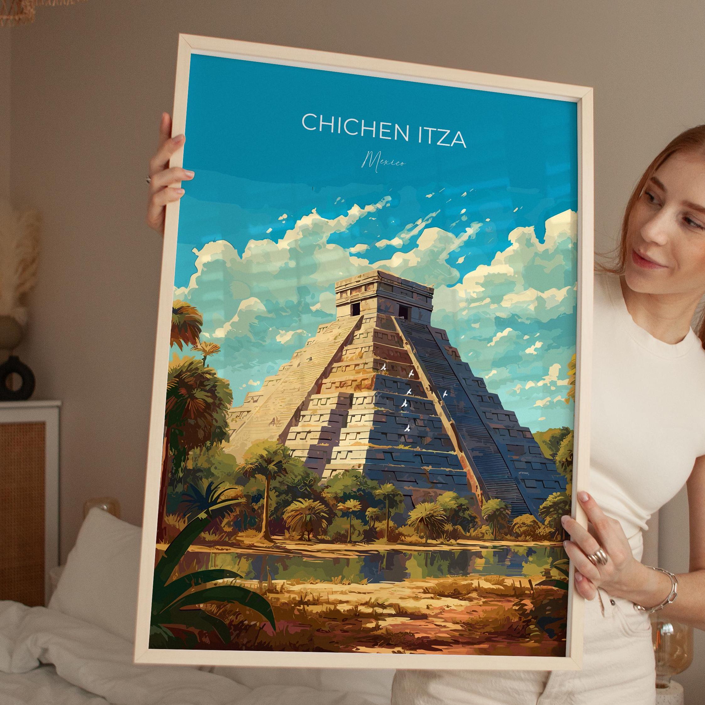 Chichen Itza Travel Print, Travel Poster of Chichen Itza, Mexico, Chichen Itza art lovers gift, Travel Gift NQ Media Designs