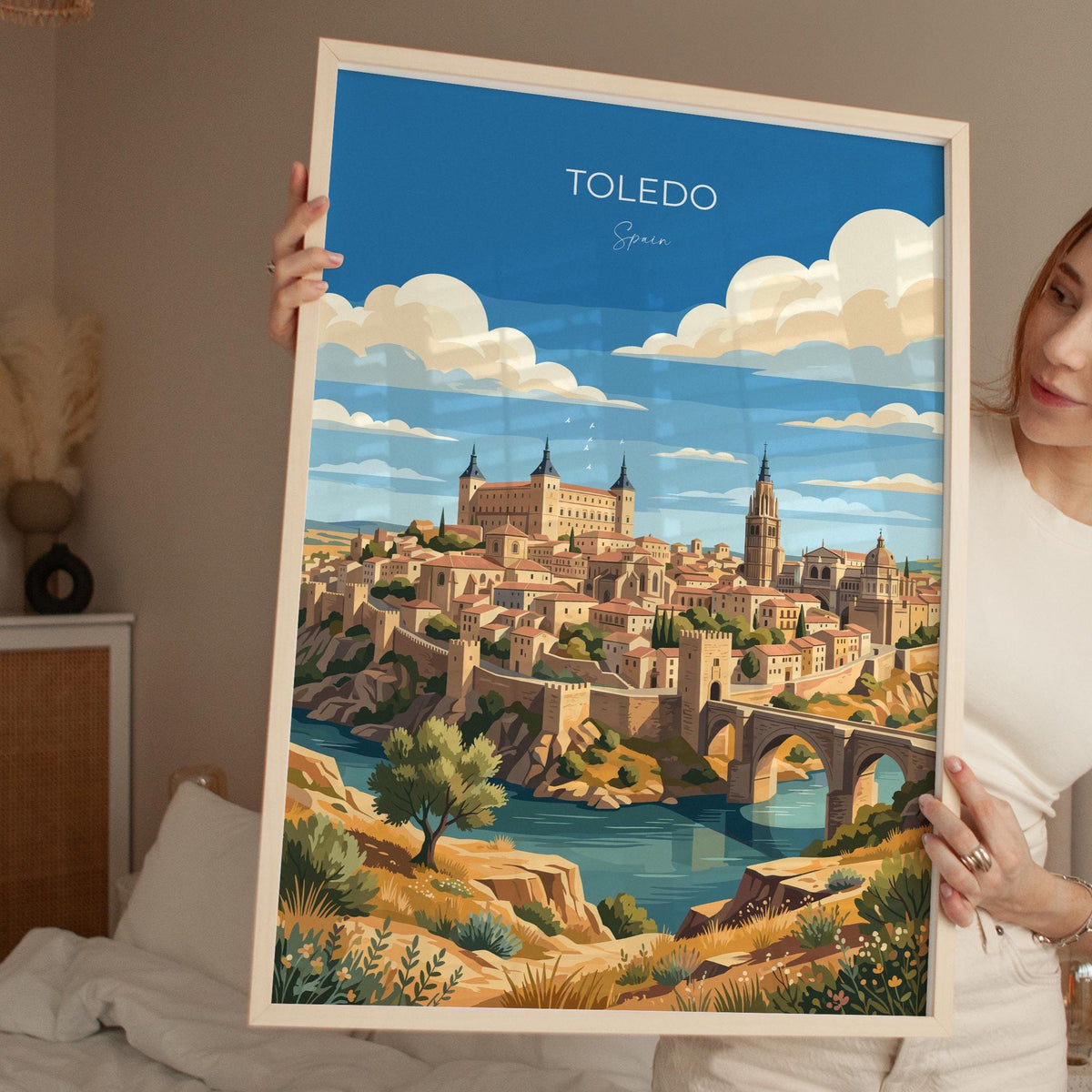 Toledo Spain Poster, Toledo Cathedral Wall Art, Alcazar Print, Spain Travel Poster, Toledo Gift