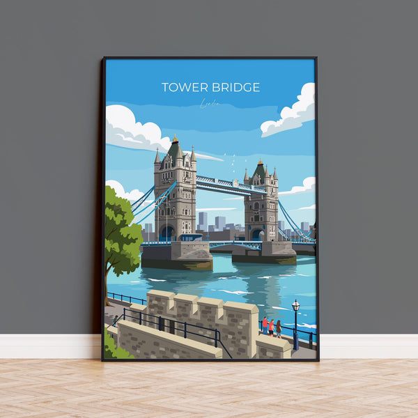 Tower Bridge Travel Poster, Travel Print of Tower Bridge, London Poster, Tower Bridge Gift, London City Art, London Art UK Travel Gift