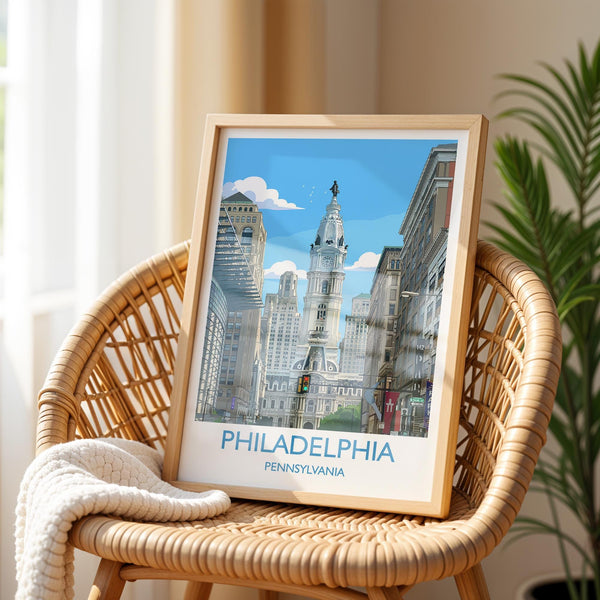 Philadelphia City Art Print, Philadelphia Skyline View, Pennsylvania Travel Poster, US City Gift