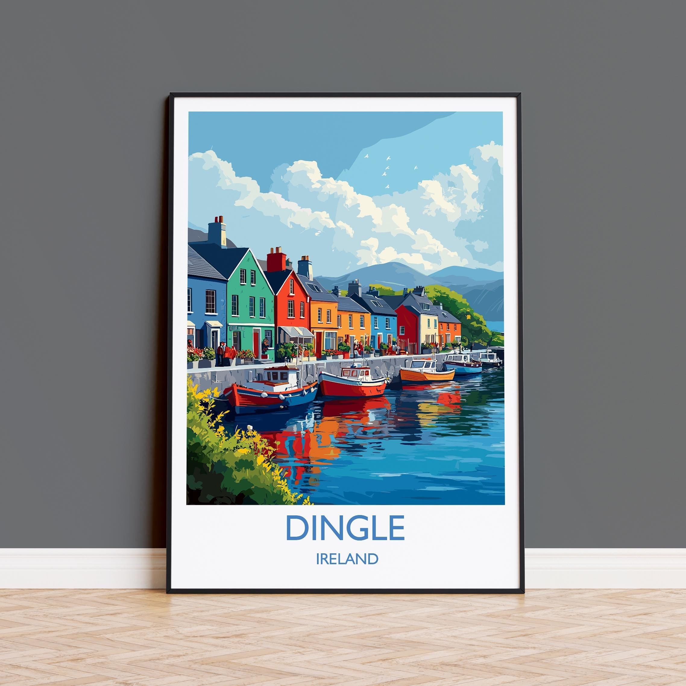 Dingle Poster, Travel Print of Dingle, County Kerry, Ireland Coast, Travel Wall Art Gift NQ Media Designs