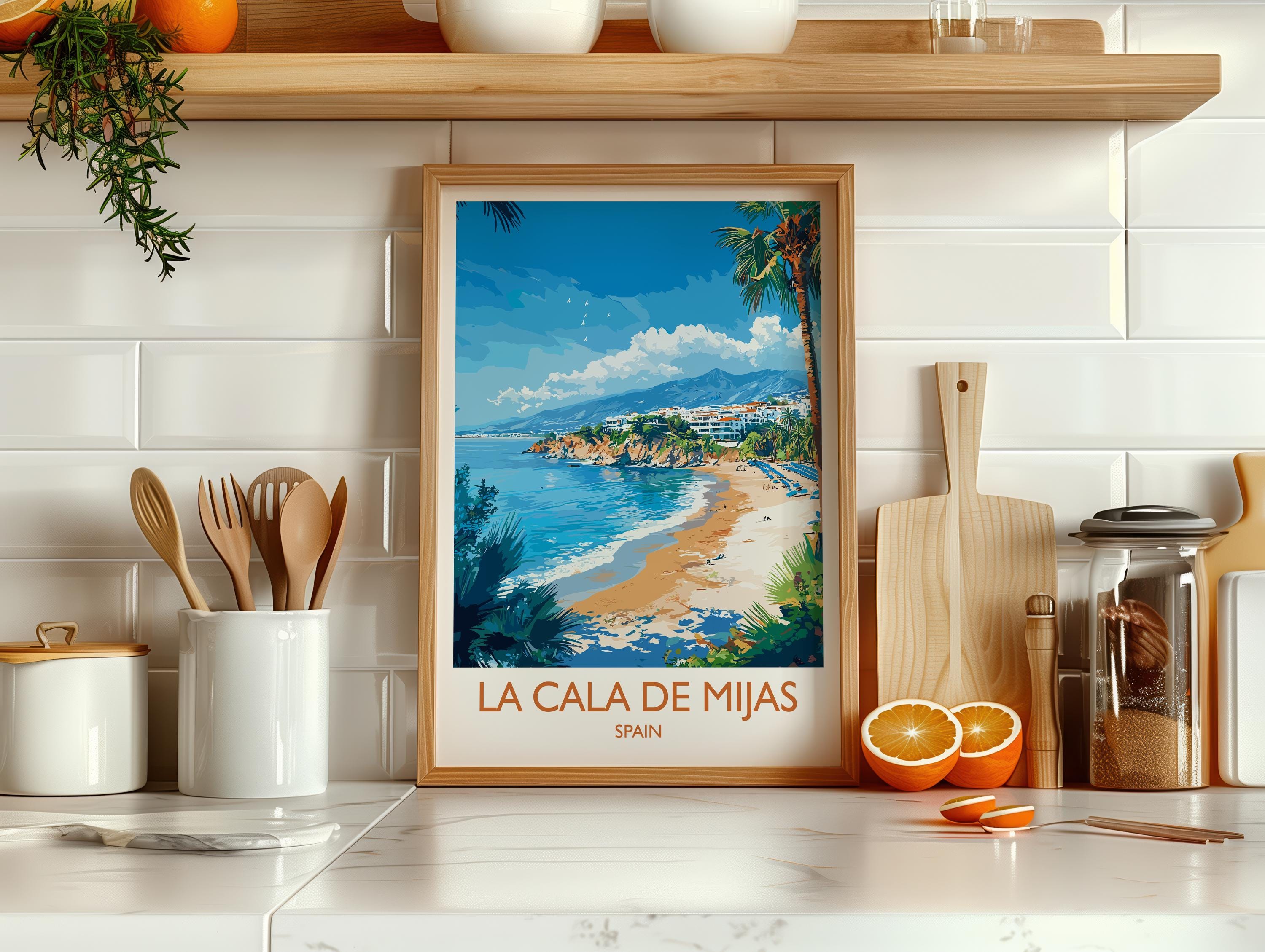 La Cala de Mijas Travel Print, Travel Poster of La Cala de Mijas, Spain, Malaga Art, Malaga Gift, Wall Art Print NQ Media Designs