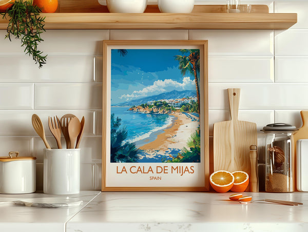 La Cala de Mijas Travel Print, Travel Poster of La Cala de Mijas, Spain, Malaga Art, Malaga Gift, Wall Art Print